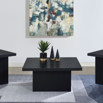 706408-S3 Devar 3-piece Square Cocktail Coffee End Table Set Black