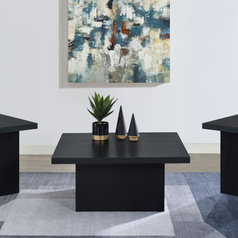706408-S3 Devar 3-piece Square Cocktail Coffee End Table Set Black