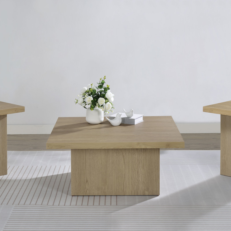 710918-S3 Devar 3-piece Square Cocktail Coffee End Table Set Latte