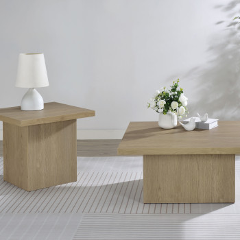 710918-S2 Devar 2-piece Square Cocktail Coffee End Table Set Latte