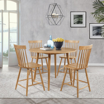 122508-S5 Andrews 5-piece Round Counter Height Dining Set Light Ash