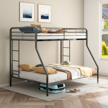 460340BLK Carson Metal Twin Over Full Bunk Bed Glossy Black