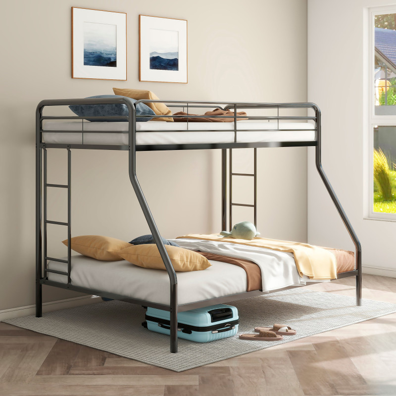 460340BLK Carson Metal Twin Over Full Bunk Bed Glossy Black