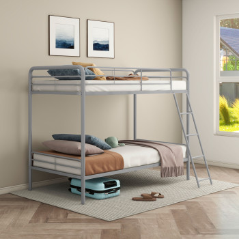 460334SVR Carson Metal Twin Over Twin Bunk Bed Glossy Silver