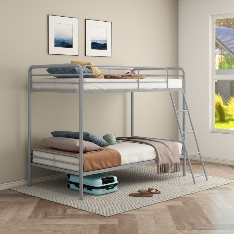 460334SVR Carson Metal Twin Over Twin Bunk Bed Glossy Silver