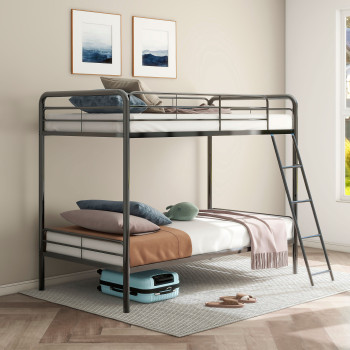 460334BLK Carson Metal Twin Over Twin Bunk Bed Glossy Black