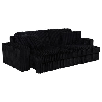 600537P Jacana Corduroy Upholstered Dual Power Chaise Sofa Black