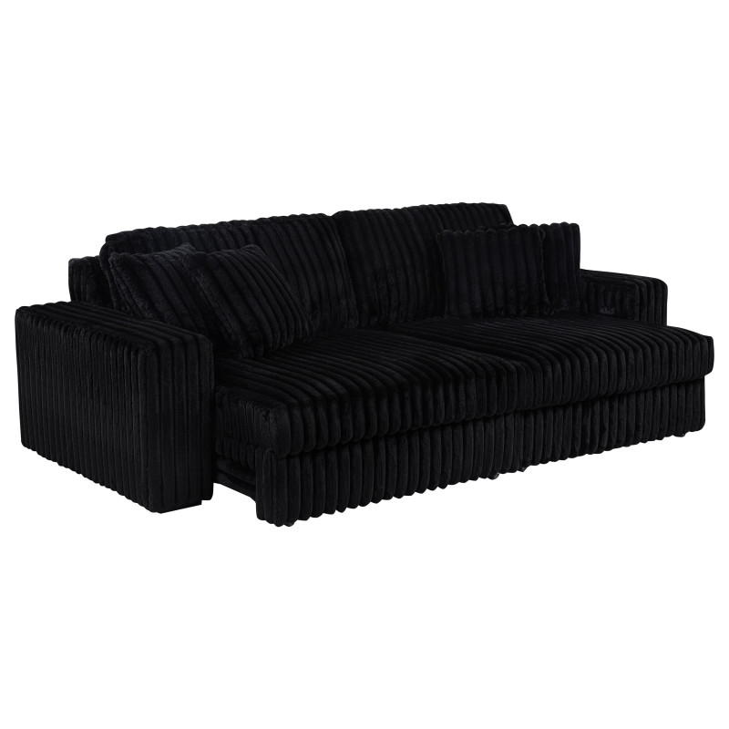 600537P Jacana Corduroy Upholstered Dual Power Chaise Sofa Black