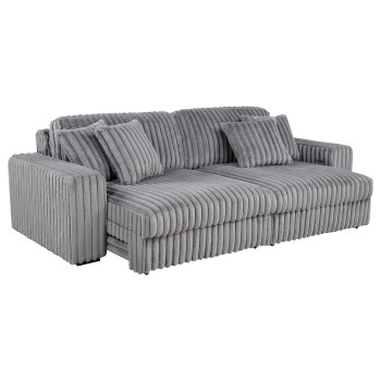 600536P Jacana Corduroy Upholstered Dual Power Chaise Sofa Grey