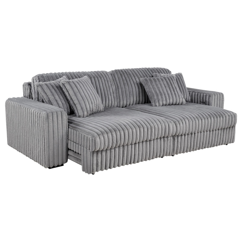 600536P Jacana Corduroy Upholstered Dual Power Chaise Sofa Grey