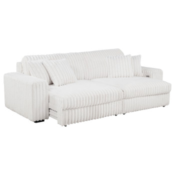 600535P Jacana Corduroy Upholstered Dual Power Chaise Sofa Ivory