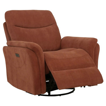610433P Adler Upholstered Power Swivel Glider Recliner Rust