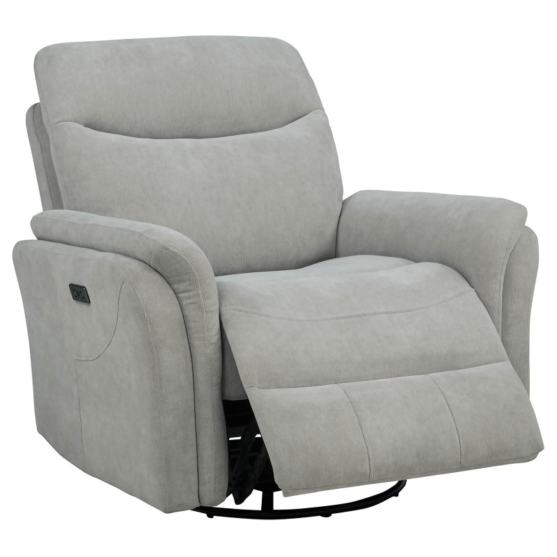 610423P Adler Upholstered Power Swivel Glider Recliner Ivory