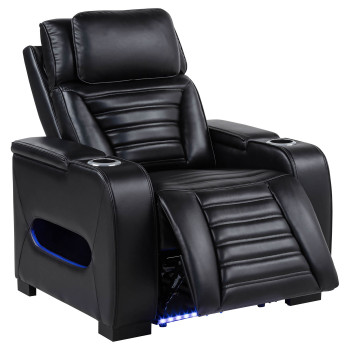603253PP Zuma Faux Leather Upholstered Dual Power LED Recliner Black
