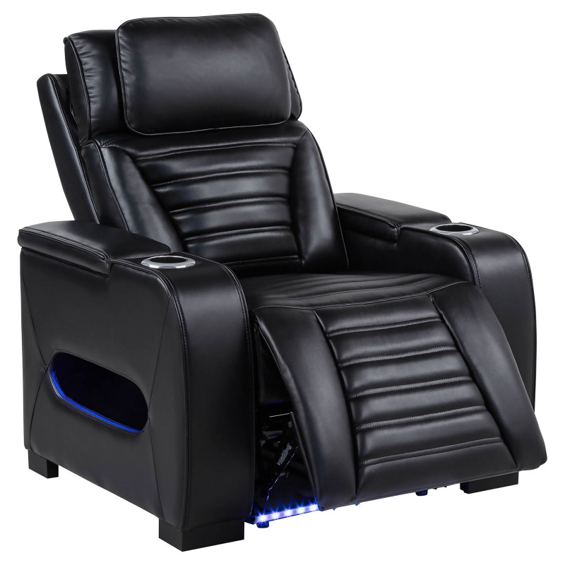 603253PP Zuma Faux Leather Upholstered Dual Power LED Recliner Black
