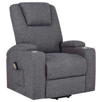 610453P Louie Chenille Upholstered Power Lift Massage Chair Grey