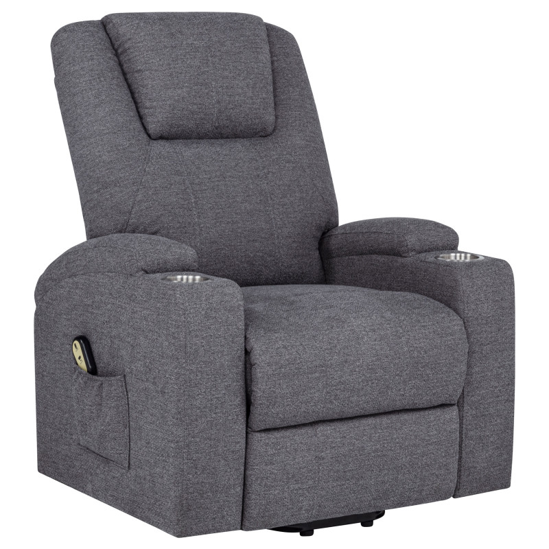 610453P Louie Chenille Upholstered Power Lift Massage Chair Grey