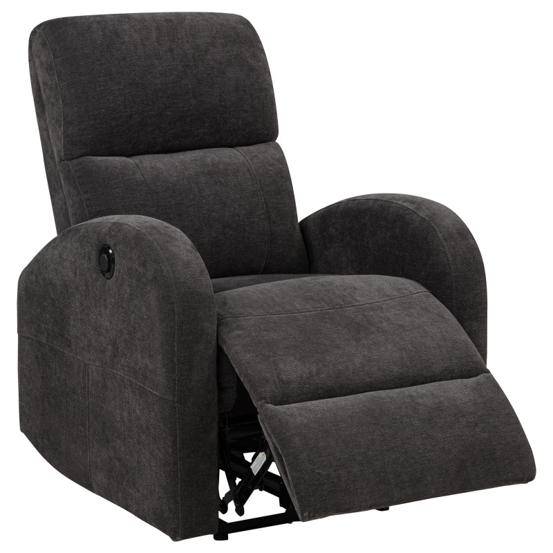 603293P Grant Fabric Upholstered Power Recliner Chair Charcoal Grey