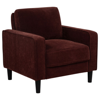 511213 Ruth Fabric Upholstered Track Arm Accent Chair Rust Red