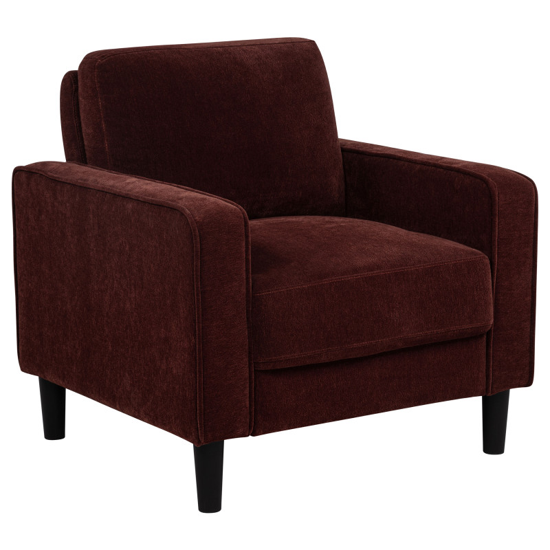 511213 Ruth Fabric Upholstered Track Arm Accent Chair Rust Red