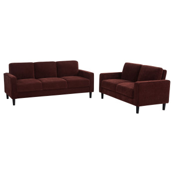 511211-S2 Ruth 2-piece Fabric Upholstered Track Arm Sofa Rust Red