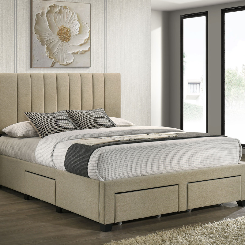 316010KE Wheatland 4-drawer Upholstered Eastern King Storage Bed Brown