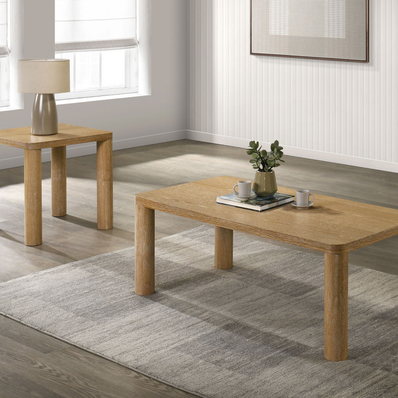 710868-S2 Castlewood 2-piece Cocktail Coffee Table Set Light Oak