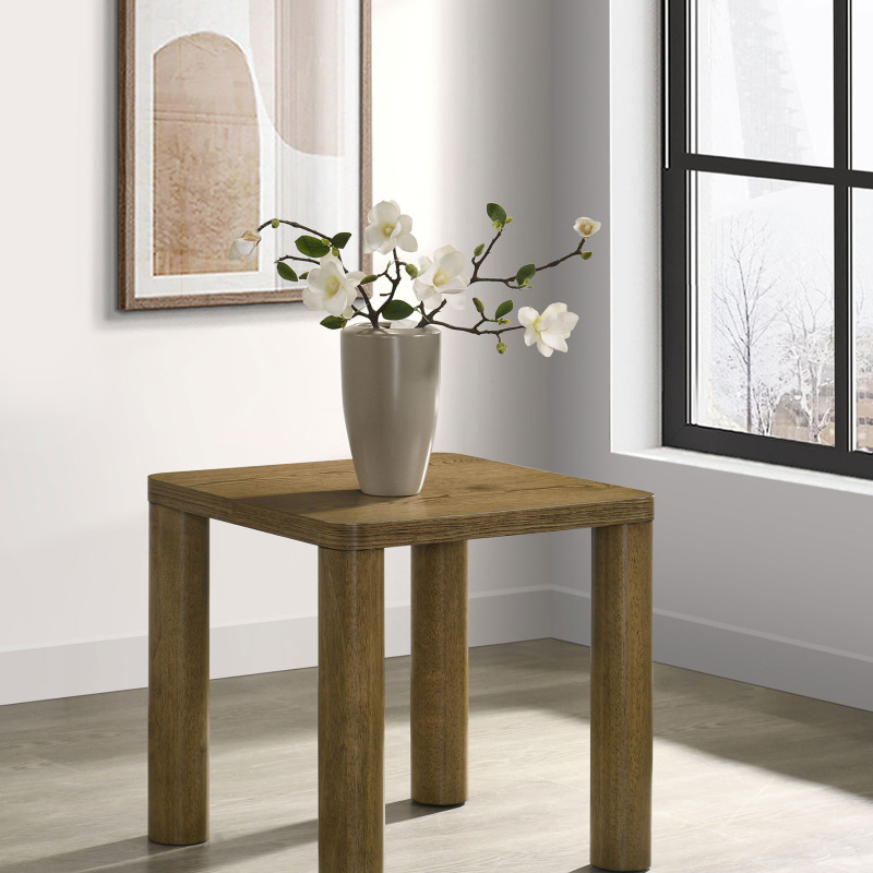 710857 Castlewood Engineered Wood Accent Side End Table Brown Oak