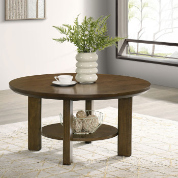 706308 Ottowa 36-inch Round Wood Cocktail Coffee Table Brown