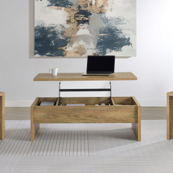 706358-S3 Canoga 3-piece Lift Top Cocktail Coffee Table Set Mango