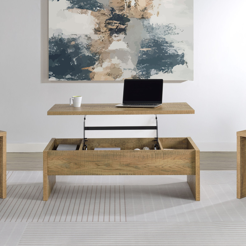 706358-S3 Canoga 3-piece Lift Top Cocktail Coffee Table Set Mango