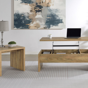 706358-S2 Canoga 2-piece Lift Top Cocktail Coffee Table Set Mango