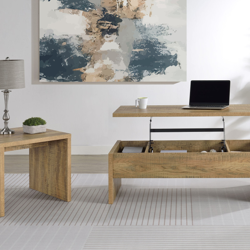 706358-S2 Canoga 2-piece Lift Top Cocktail Coffee Table Set Mango