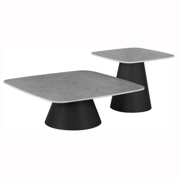 703500 Eason 2-piece Cocktail Coffee Table Set Concrete and Black