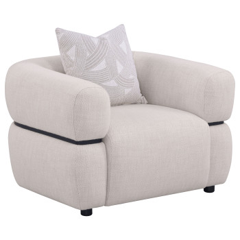 508963 Jeanette Fabric Upholstered Round Arm Accent Chair Beige