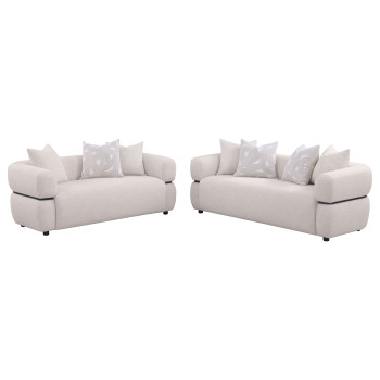 508961-S2 Jeanette 2-piece Fabric Upholstered Round Arm Sofa Set Beige