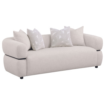 508961 Jeanette 84-inch Fabric Upholstered Round Arm Sofa Beige