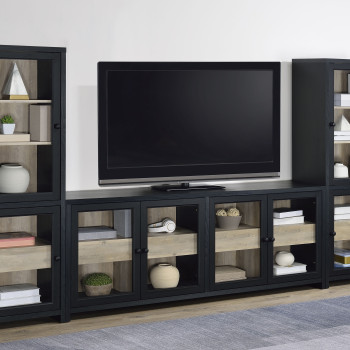 720223-SET Denison 3-piece Entertainment Center 79-inch TV Stand Black