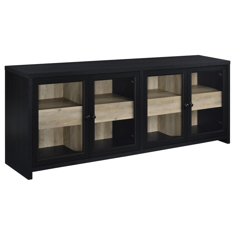 720223 Denison 79-inch 4-door TV Stand Media Console Black