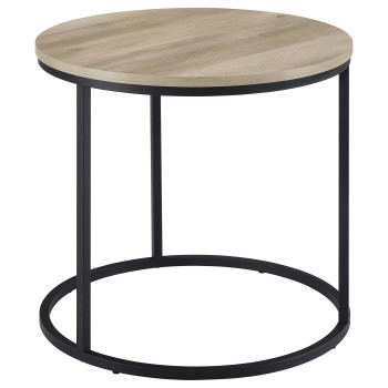 736047 Lainey Round Occasional Side End Table Distressed Pine