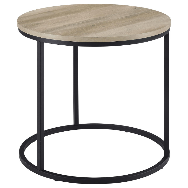 736047 Lainey Round Occasional Side End Table Distressed Pine