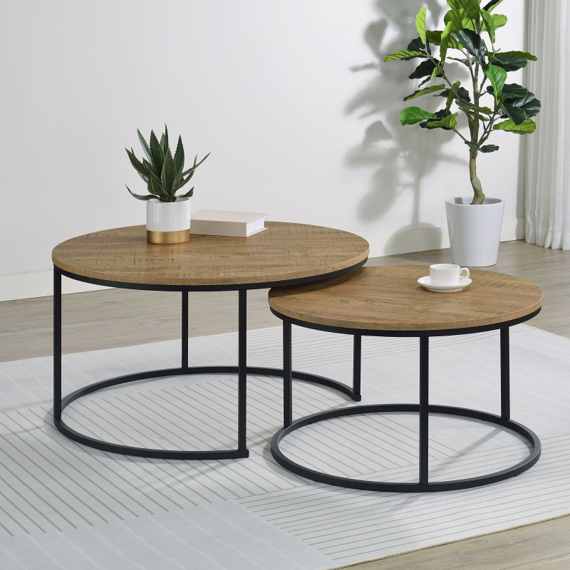 736030 Lainey 2-piece Round Nesting Coffee Table Mango
