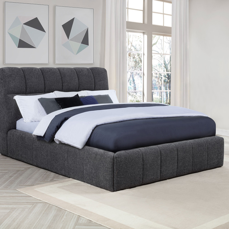 315917GRYQ Nollet 48-inch Upholstered Queen Panel Platform Bed Grey