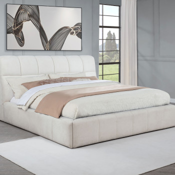 315917CRMKW Nollet 48-inch Upholstered California King Platform Bed Cream