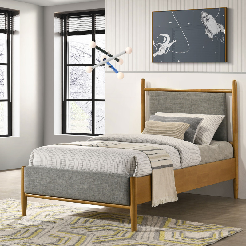 315914T Mason 46-inch Twin Panel Platform Bed Grey and Light Brown