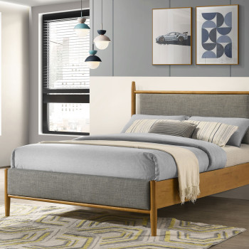 315914F Mason 46-inch Full Panel Platform Bed Grey and Light Brown
