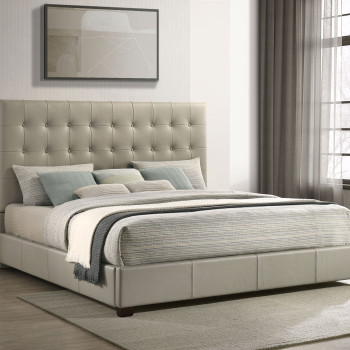 315911TANQ Medley Genuine Leather Queen Panel Platform Bed Tan