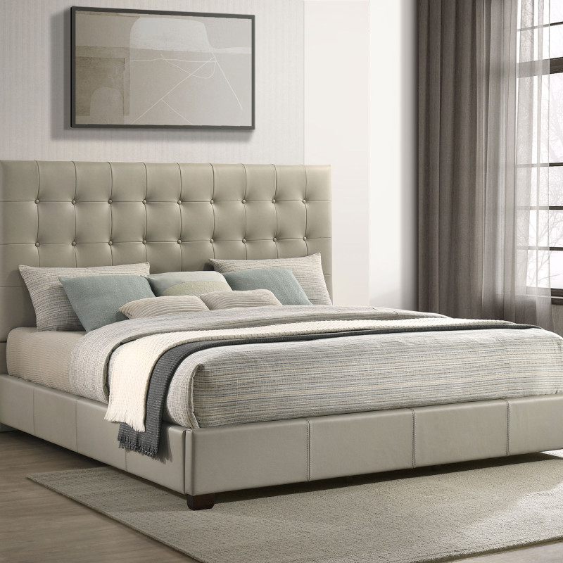 315911TANKE Medley Genuine Leather Eastern King Platform Bed Tan