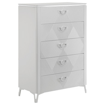 215795 Cassia 5-drawer Bedroom Chest of Drawers White High Gloss