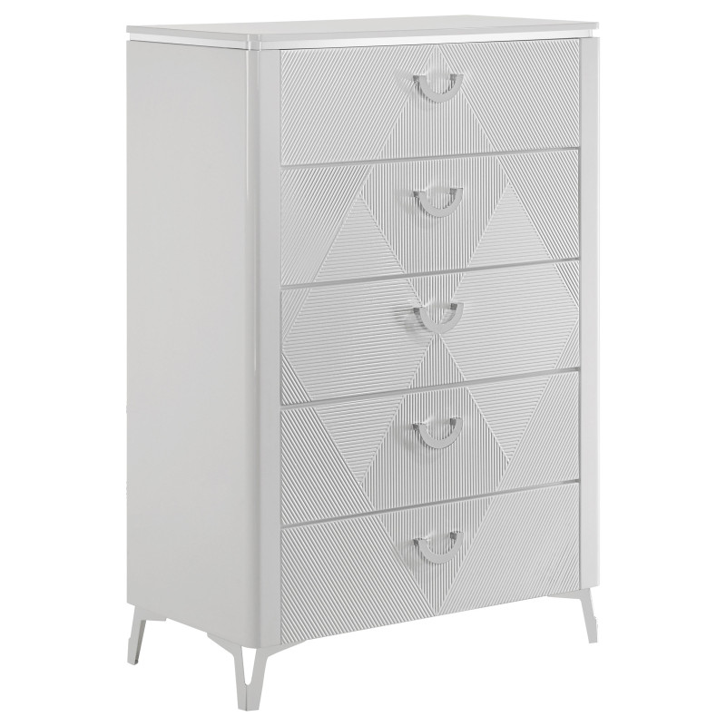 215795 Cassia 5-drawer Bedroom Chest of Drawers White High Gloss